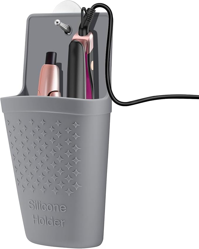 2 Pack Heat Resistant Silicone Hair Iron Mat and PouchPortable Travel Hair Straightener Mat and Holder for Hair Styling Tools.(Gray)