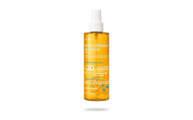 PUPA Milano Multifunction Invisible Water Resistant Sunscreen Spray SPF 30 - Fresh And Pleasant Scent - Stimulate The Production Of Melanin - Super Fast Drying - Prevents Skin Dehydration - 6.7 Oz
