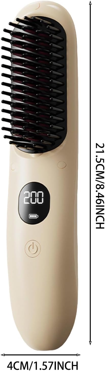 Cordless Hair Straightener Brush Portable Hair Straightening Brush with 5 Temperature Settings LED Display (01)