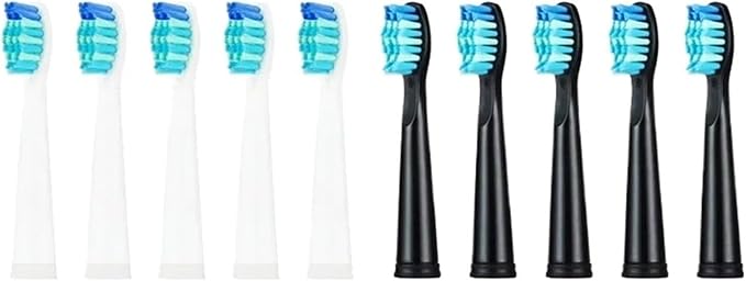 10Pcs Toothbrush Replacement Heads Compatible for FW 910/507/958/515/949/575/551(5 Black 5 White)