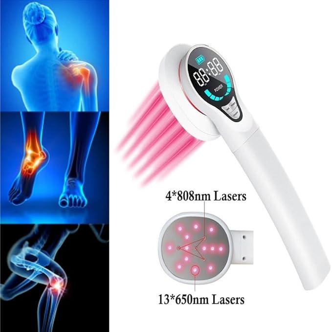 13x650nm+4X808nm Handheld Red Light Therapy Device Infrared Red LightPortable Pain Relief Device for Shoulder Back Muscle Full Body Pain Relief
