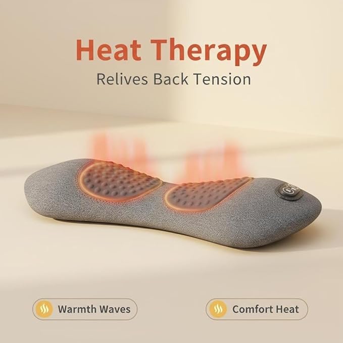 3-in-1 Electric Back Massager with Vibration &amp Traction: Smooth Spine Triple Fusion Back Massager Pillow - Stress Relief for Home Office and Travel (Dark Gray)