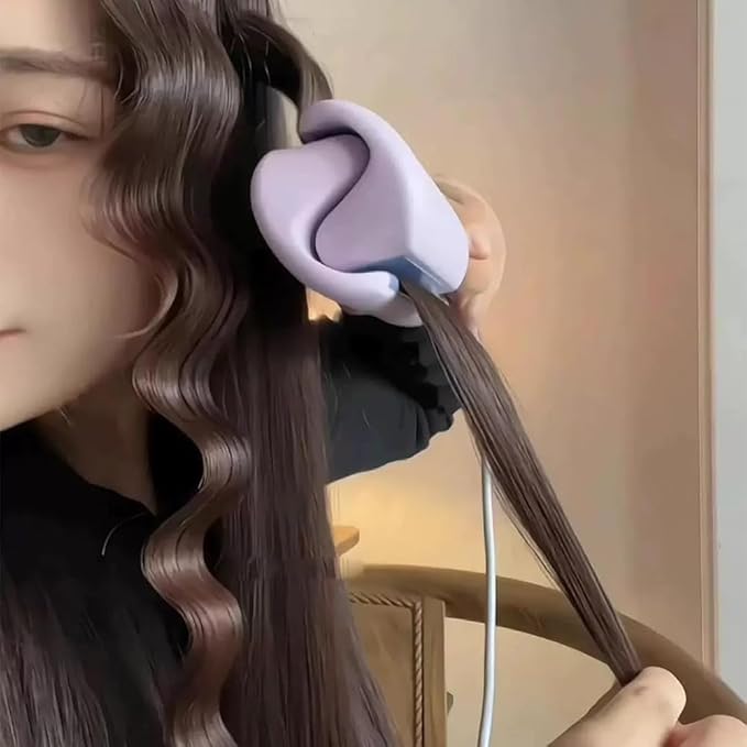 Curluxe Iron - Curluxe French Curls Iron 15-Second Heat-Up French Wave Irons 4 Adjustable Temp Hair Waver Ceramic &amp Ionic Frizz-Free Curling Wand for All Hairs Types (Purple)