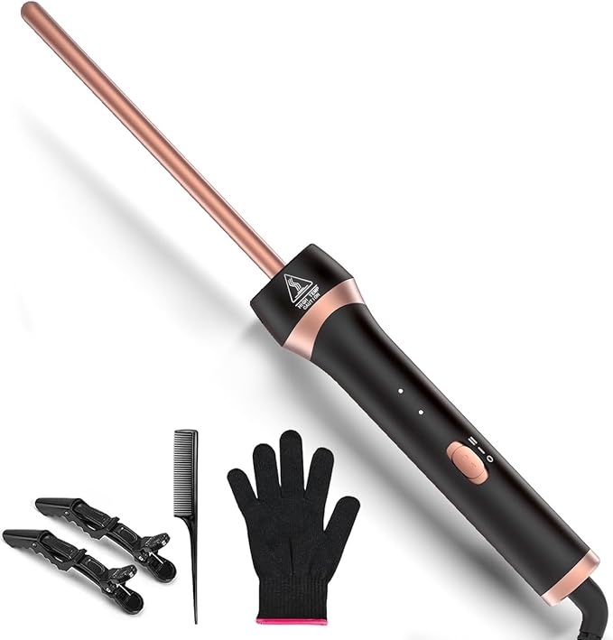 3/8 Inch Small Barrel Hair Curler Ceramic Mini Curling Iron with Adjustable Temperature &amp Heat Resistant Glove Fast Heating 9mm Tiny Barrel for Tight Curls Spiral Waves on Short or Long Hair