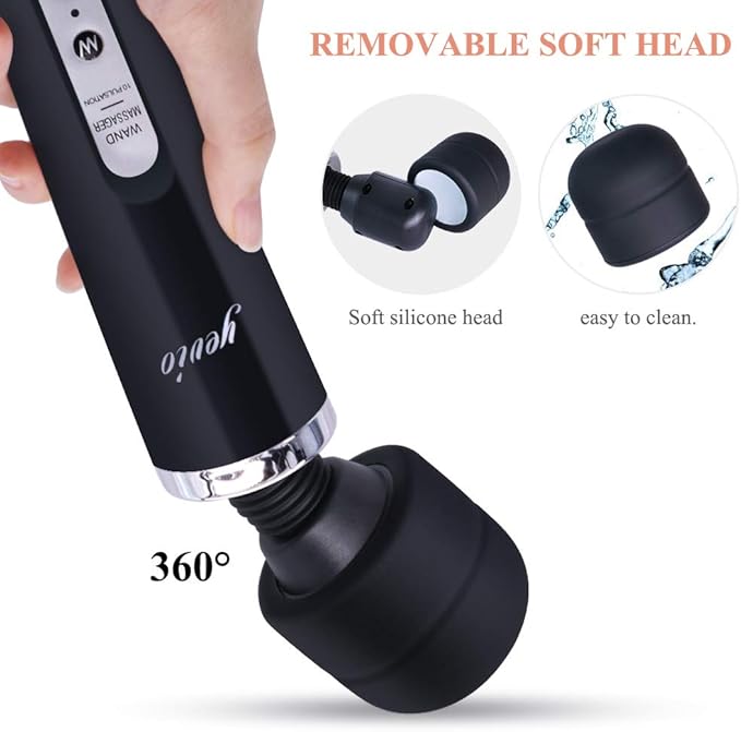 YEVIOR Wired Powerful Handheld Massager with 10 Pulse Settings Strong Vibration for WomenPersonal Total Body Therapy Massager for Sports Recovery Muscle Aches Body Pain (Black)