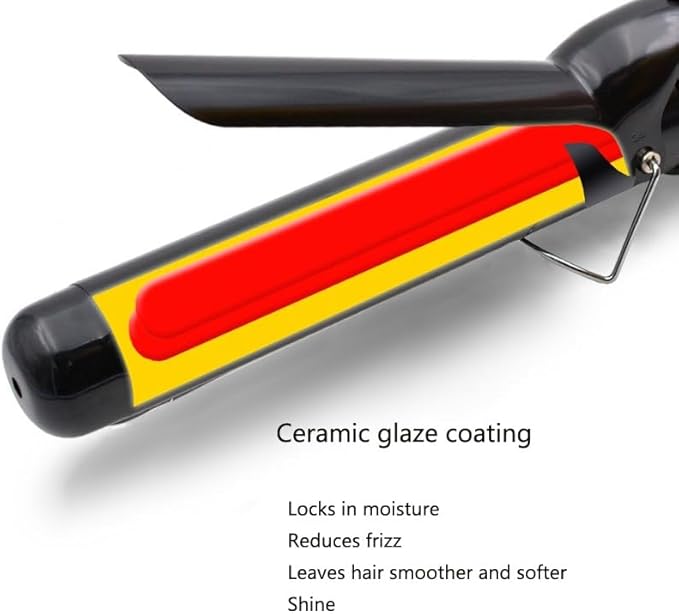 DONGXIAO Curling Iron with Clamp Curler for Long Hair Curling Iron 38mm Ceramic Curling Iron 19mm Curling Iron Ceramic Glass Curler (Size:32MM)
