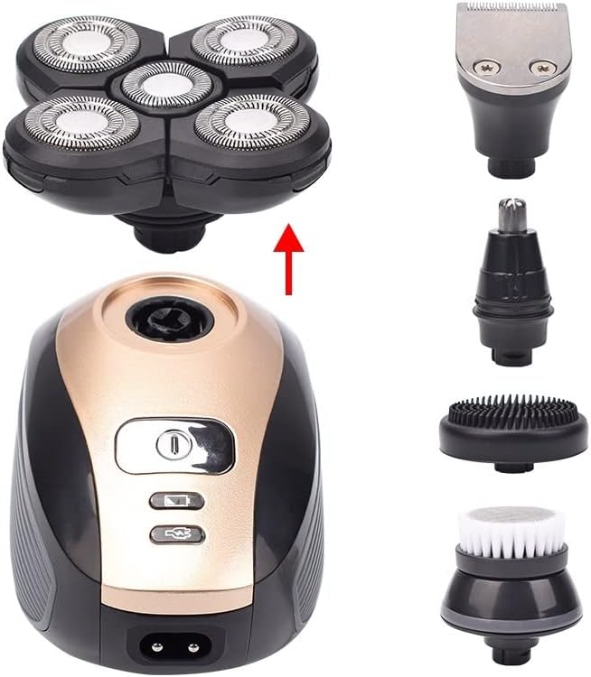 Electric Razor for Men 4D 5-in-1 Floating Head Men's Electric Shaver Kit Portable Rechargeable IPX7 Waterproof Shaver Nose Hair Trimmer Bald Body Razor