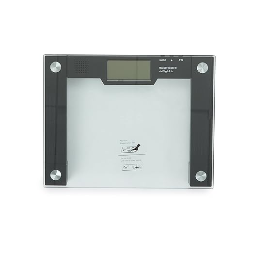 Ideaworks JB5824 Extra Wide Talking Scale-Visual &amp Voice Display Scale- 550 Pounds Max-Tamper Glass-Extra Wide Width-Large LCD Display-Tap On &amp Off Auto Function