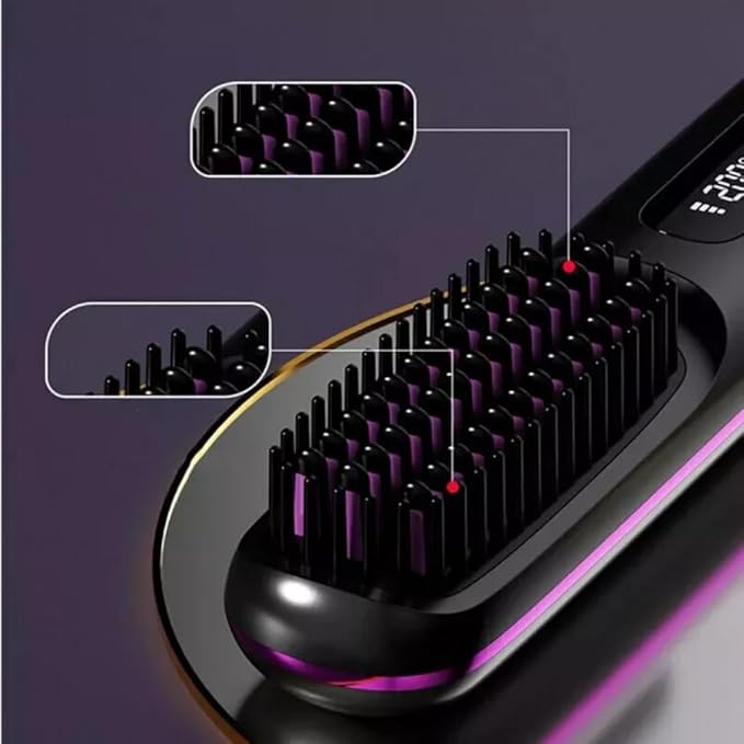 Go Brush Pro Portable Straightener Brush GoBrush Pro Rechargeable &amp Cordless Mini Hair Comb (Pink)
