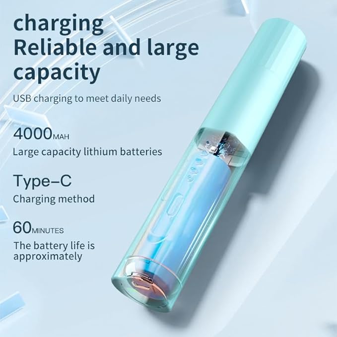 Portable Brush Styling Hair Care 2-in-1 Straightening Curling Drying Portable Brush Heated Hair Brush Adjustable Temperature Anti-Scald Cordless Hair Straightener (Blue)