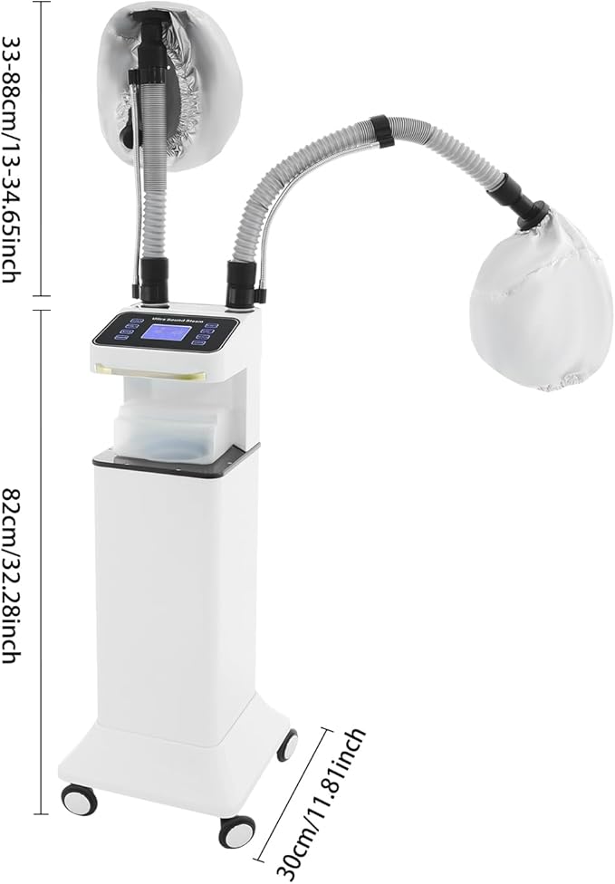 Multifunctional Nano Hair Steamer Machine 650W Professional Micro Mist Salon Processor 2 Vaporizing Caps for Hair Deep Care Repair Salon Spa Without Damage (White-1)