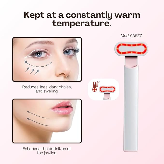 NP27 Premium Red Light Therapy Wand Neck and Face Massager Easy-to-Use Skin Care Tool for Wrinkle Reduction and Natural Glow