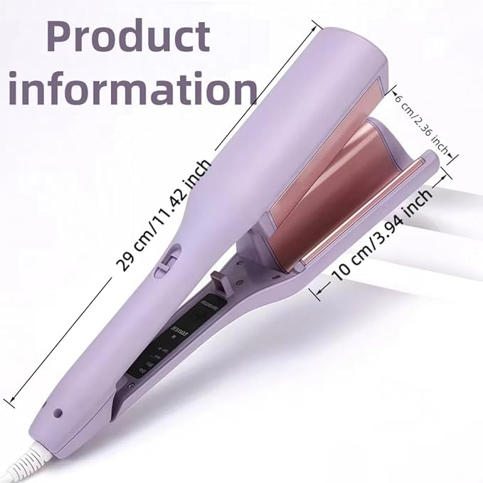Explicitu Hair Styling Tool with Negative Ionic Technology French Curls Iron Anti-Scald Waver Hair Crimper 40M Damage-Block Ions Curling Iron 4 Gears Double-Sided Heating (Purple)