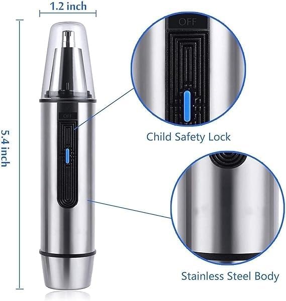 Ear and Nose Hair Trimmer Professional Painless Eyebrow Facial Ear Hair Trimmer Clipper for Men and Women Battery-Operated IPX7 Waterproof Dual Edge Blades for Easy Cleansing