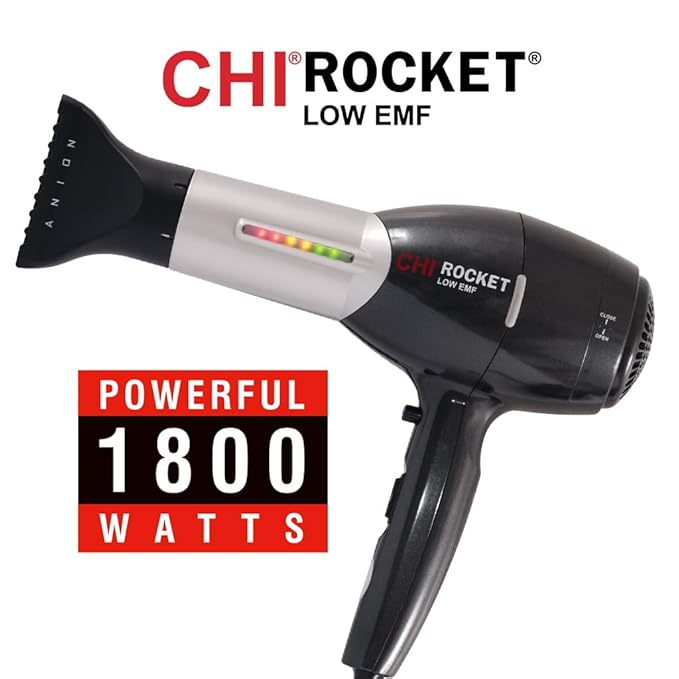 CHI Rocket Hair Dryer &amp Spin N Curl Ceramic Rotating Curler Ruby Red. Ideal for Shoulder-Length Hair Between 6-16” inches.