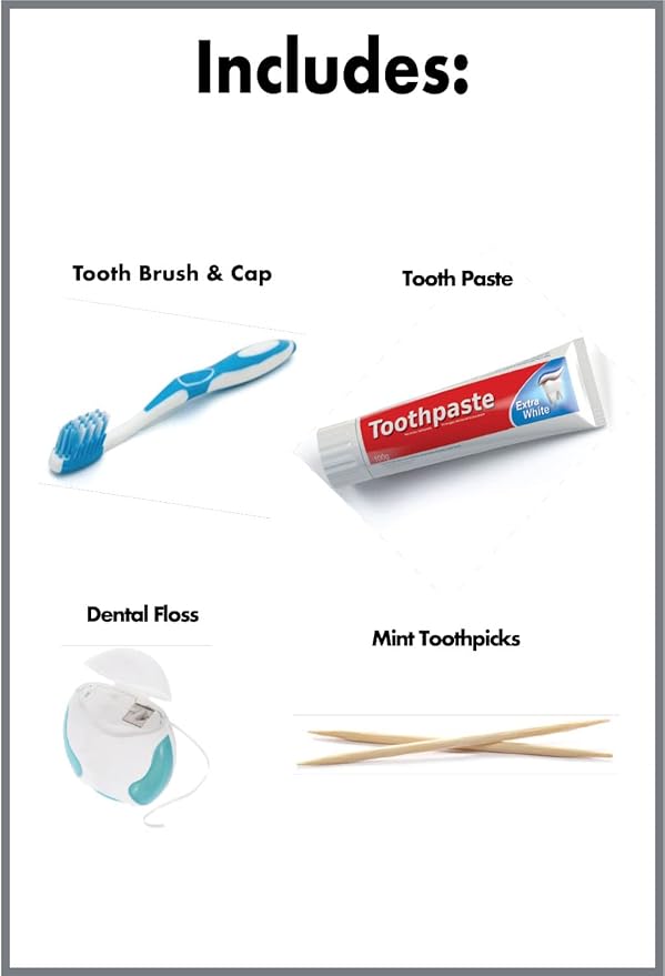 Dental Kit Single Use Portable Kit with Travel Tooth Brush Tooth Paste Dental Floss and Mint-Flavored Tooth Picks - 10 Units