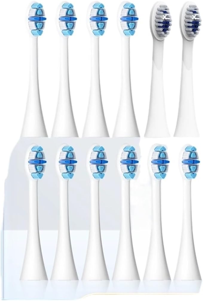 Compatible for Seago Electric Toothbrush Heads 12 PCS IPX7 Waterproof with Holder C027(SG-C027-12PCS Black)