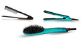 Neo 3 pcs Set - Ionic Heated Brush Straightener Ceramic Flat Iron and Easy Hair Comb Full Set (Turquoise)