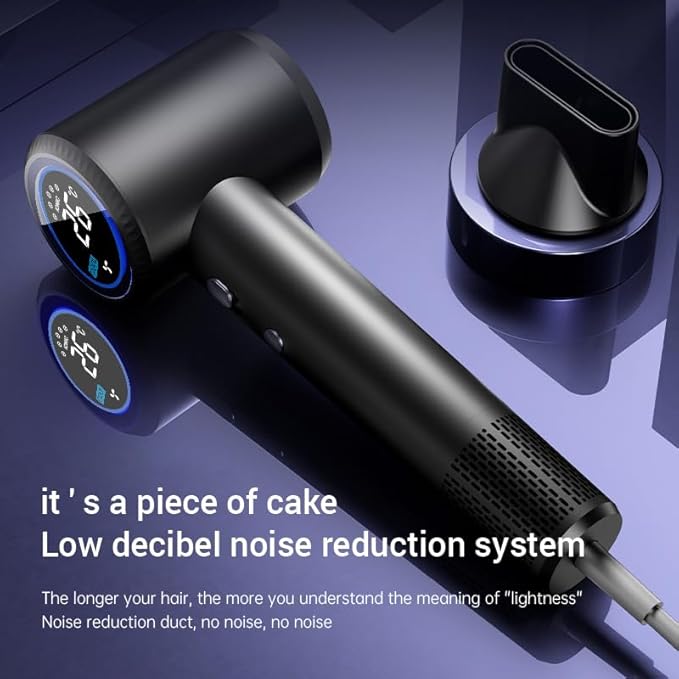 ELOVA Negative Ionic Hair Dryer 150000 RPM High Speed Brushless Motor Fast Drying Blow Dryer Smart Temperature Control Low Noise and Magnetic Diffuser &amp Nozzle for Home Salon Travel