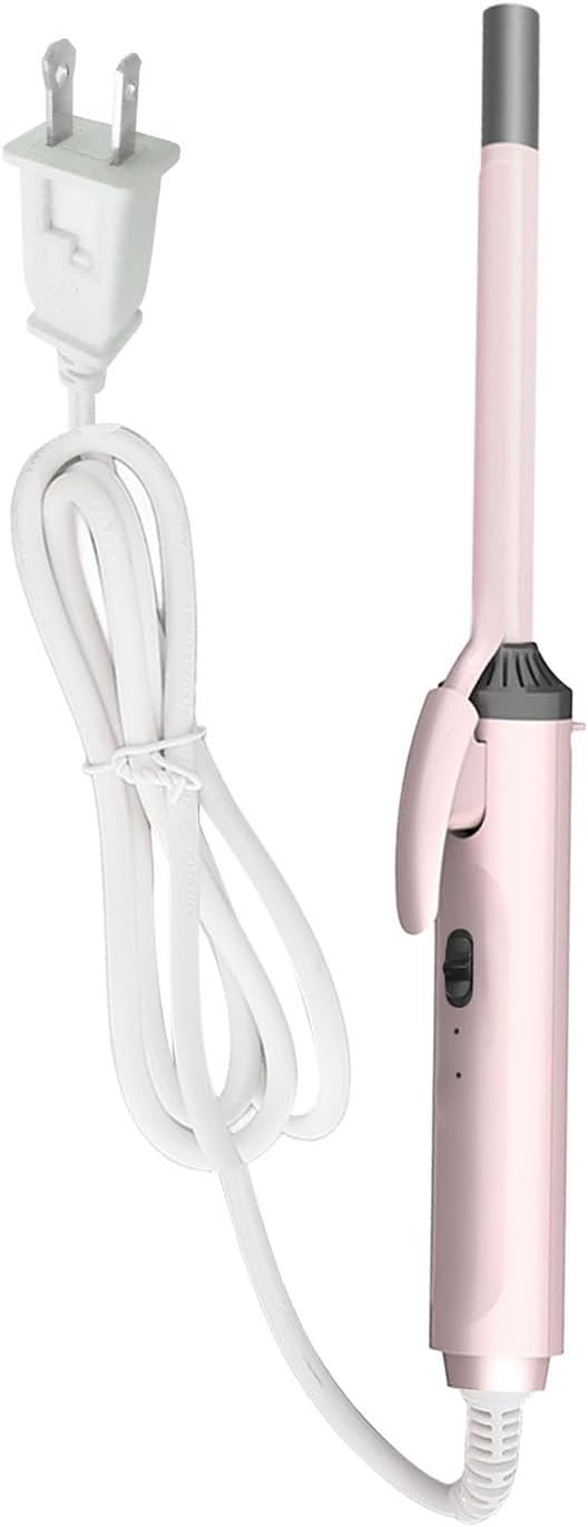fosa 9mm Thin Curling Wand Hair Curler Mini Hair Curler Skinny 3/8 Inch Curling Iron Quick Heat 2 Temp Settings Auto Shut Off for Short Long Hair Styling (US Plug)