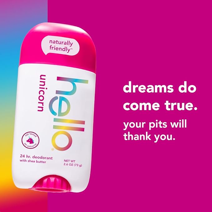 hello Unicorn Aluminum Free Deodorant for Women Girls Safe for Kids Dermatologically tested &amp Variety (Unicorn Strawberry Dragon) Fluoride Kids Toothpaste Anticavity Natural Flavors