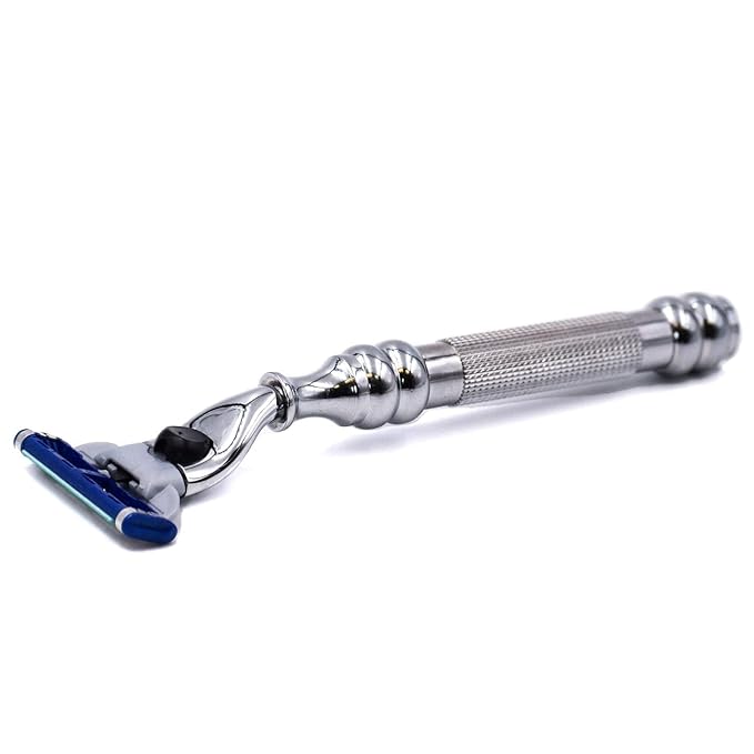 Parker 43M All-Metal RazorGillette® Mach 3 Compatible Razorr – Accepts All Gillette® Mach 3 Trriple Blade Cartridge Refills – Deluxe Brass-Frame 1 Refill Cartridge Included (CHROME)