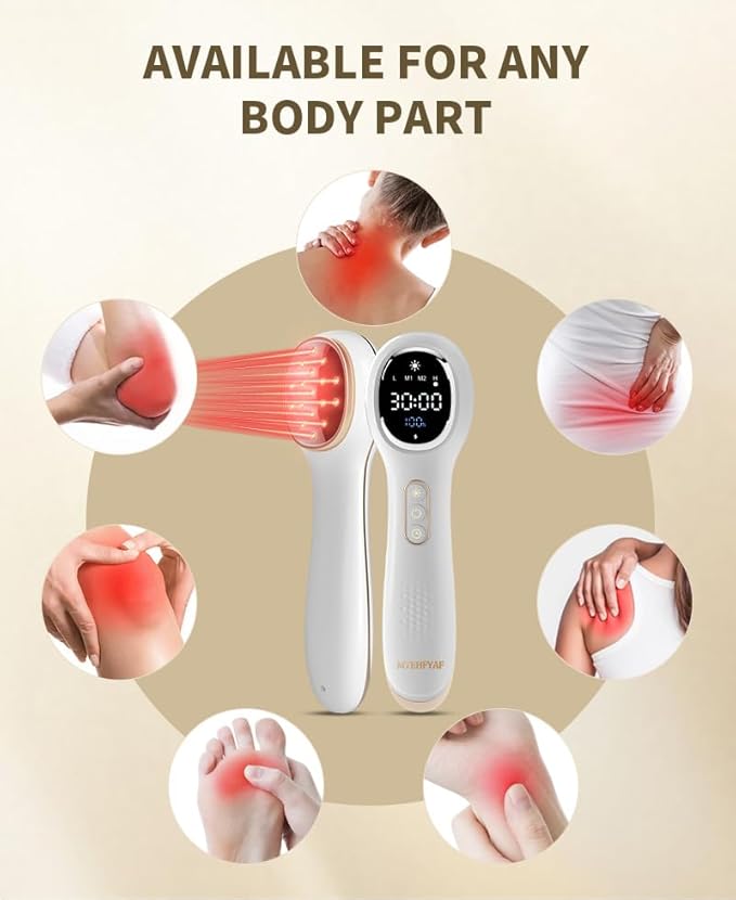 Red Light Therapy Device Rechargeable LED Display Pain Relief Device with 4 Modes Ergonomic Design Type-C Charging