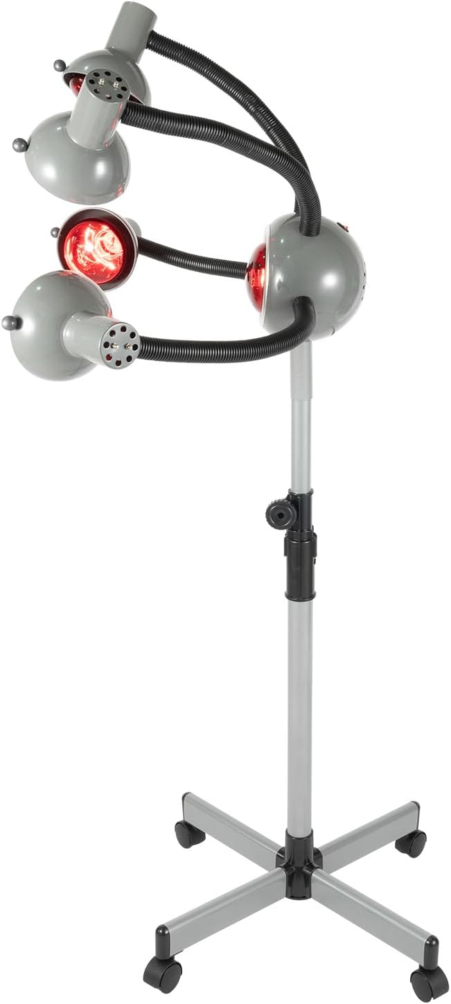 Hair Dryer 5 Head Infrared Heat Lamp 750W Hair Color Processor Adjusting Height Styling Perming Dryer Salon Heat Lamp Chrome Arms Metal