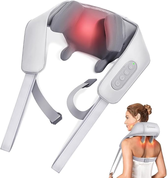 Cordless Neck and Shoulder Massager Shiatsu Neck and Back Massager with Heat 4D Deep Tissue Kneading Massage Pillow for Shoulder Back Leg Muscle Pain Relief Valentine's Day Gifts for Women Men
