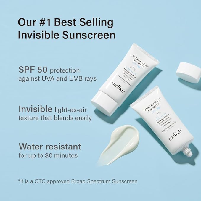 Melixir Best Seller Duo – Airfit Invisible Sunscreen &amp Vegan Lip Butter #01 Agave Korean Rice Sunscreen with No White Cast Hydrating Soft Lip Balm for Dry Lips Gift for Women Travel Essential