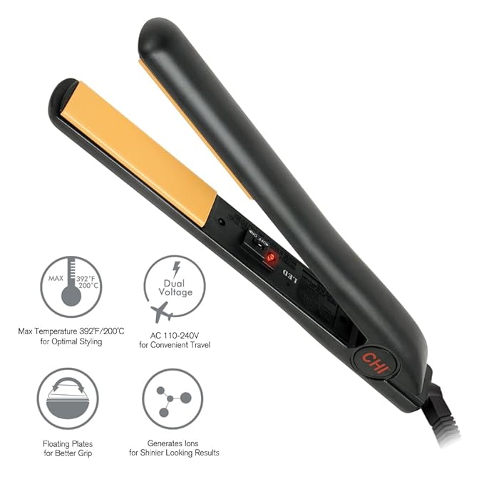 CHI Tourmaline Ceramic Series Flat Iron Hair Straightener For Silky Smooth Hair 392°F Maximum Temperature 1 Iron