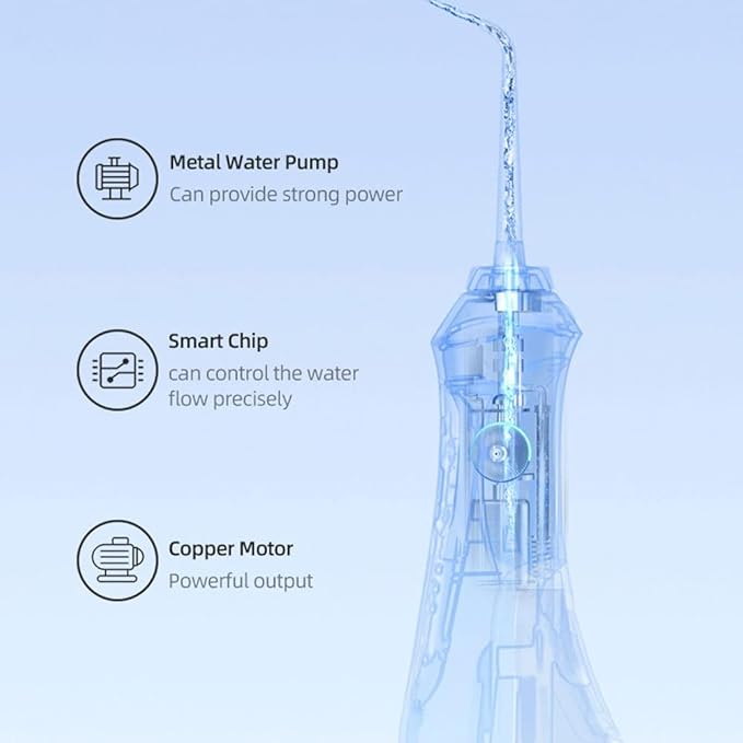 Water Dental Flosser for Teeth - Portable and Rechargeable Oral Irrigator with 200ML Tank 3 Modes - IPX7 Waterproof Water Dental Picks for Travel Home Use