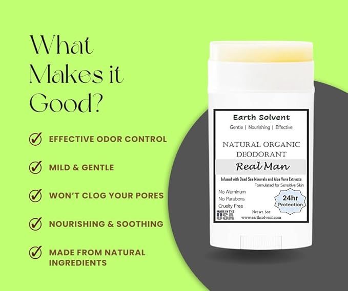 Magnesium Deodorant Vegan Natural Organic Dead Sea Minerals &amp Aloe Vera For Sensitive Skin 24hr Protection Aluminum Free Paraben Free Baking Soda Free Cruelty Free - For Men &amp Women (Real M