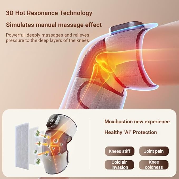Heated Knee Pads Adjustable Heating and Vibration Massager Vibration hot Compress Shoulder and Elbow Massage Device for Arthritis and Knee Pain Relief Knee Pads as Gifts for Parents