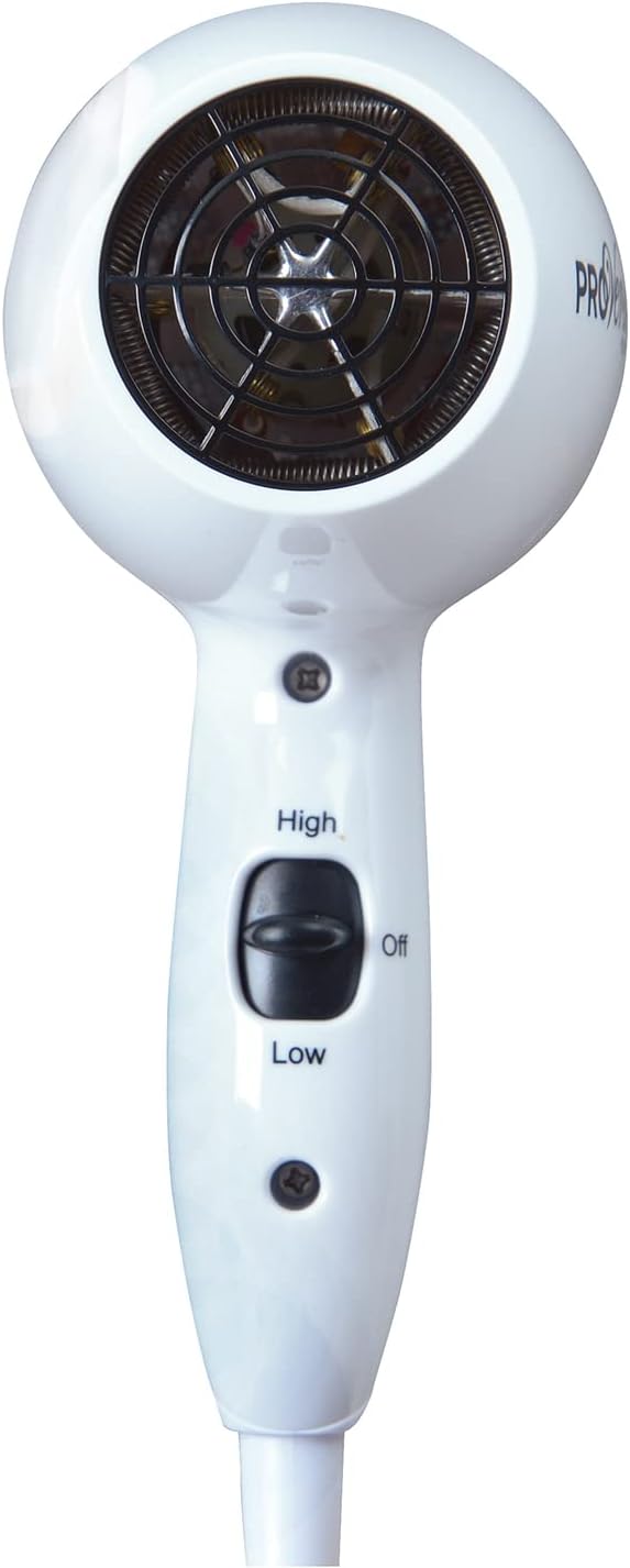 Jerdon 1600W Compact Hair Dryer - White Travel Hair Dryer with 72 Power Cord - JHD8W