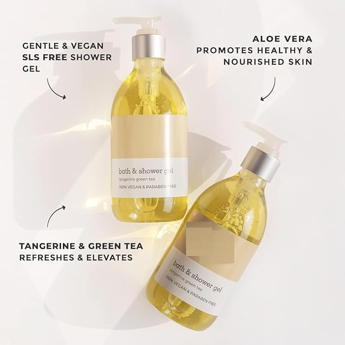 NS Five Elements Refreshing Shower Gel | Long Lasting Freshness | Enriched with Tangerine and Green Tea | Paraben Free | Gentle on Skin |100% Vegan Body Wash | 300ml