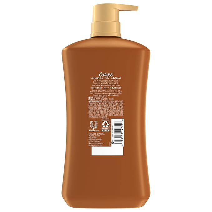 Caress Body Wash Shea Butter &amp Brown Sugar 2-Pack Moisturizing Body Wash for Gorgeous Radiant Skin Exfoliating Body Soap Liquid 30 Fl Oz