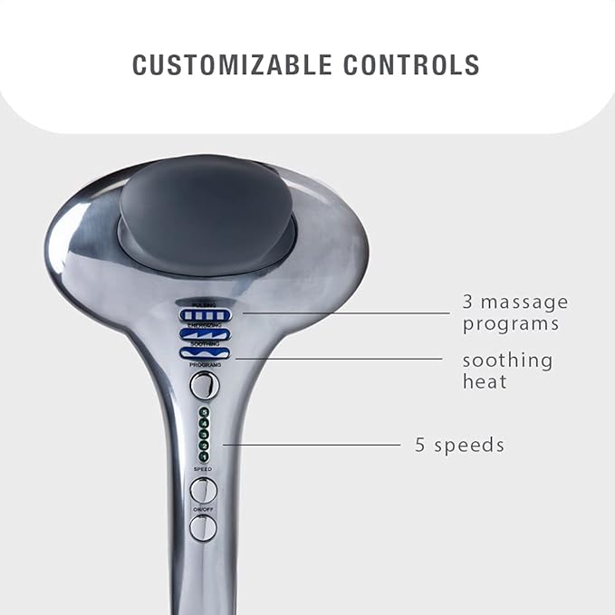 Brookstone B-HHP-650J Cordless Neck Back Percussion Massager Deep Kneading Dual-Node Portable Light-Weight Rechargeable Brookstone Max 2 Silver ()
