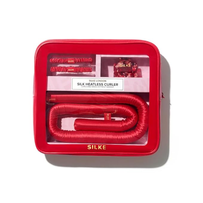 SILKE Heatless Hair Curlers | 100% Luxurious Heatless Curls Headband | Silk Curlers to Sleep In | No Heat Curlers for Overnight Curls | Curling Set | Big Bounce No Effort (Red)