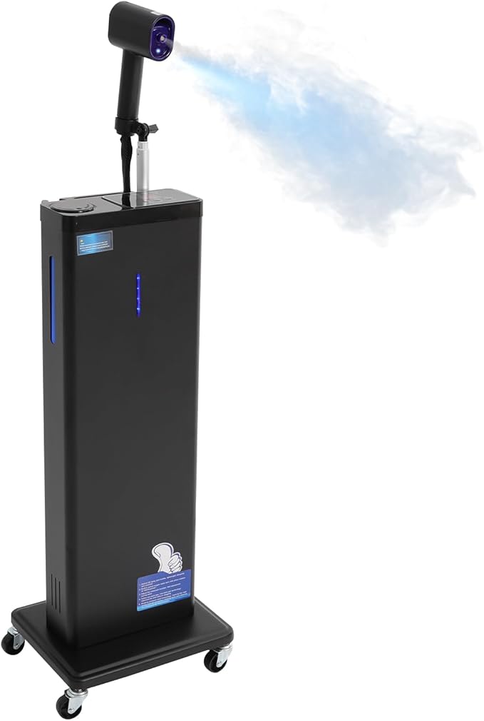 Nano Hair Steamer 1300W Professional Micro-Mist Hair Steamer 9-Gear Adjustable Floor Type 360° Rotation Universal Wheel for Hair Deep Care Hair Repair Salon Spa (Black)