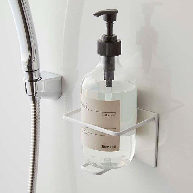 Yamazaki 5508 Magnetic Bathroom Tube &amp Bottle Holder Large White Approx. 4.3 x 3.2 x 4.3 inches (11 x 8.2 x 11 cm) Tower Floating Storage Shampoo Body Soap Holder Bathroom Storage