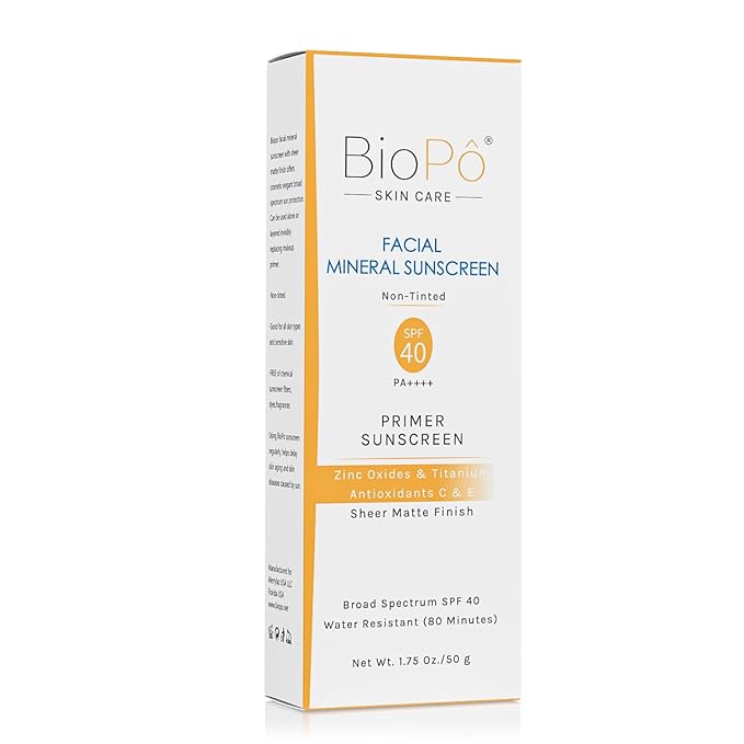 Facial Mineral Sunscreen SPF 40 Non-Tinted Zinc Oxide &amp Titanium Dioxide Lightweight Matte Face Sunscreen for All Skin Types Oil-Free 1.75 oz