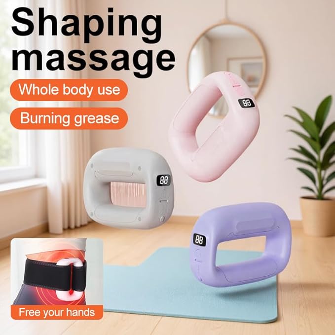 Multifunctional Full-Body Fascia Ring 5-Speed Adjustable Abdominal Vibration for Fat Burning Massager USB-C Rechargeable Portable Pain Relief &amp Recovery for Neck Shoulder (Pink)