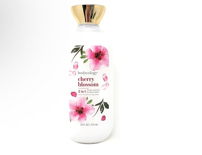 Cherry Blossom 2 in 1 Body Wash &amp Bubble Bath 16 fl oz &amp Cherry Blossom Butter Body Cream 8 oz (Pack of 2)