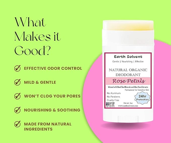 Magnesium Natural Vegan Deodorant with Dead Sea Minerals &amp Aloe Vera For Sensitive Skin 24hr Protection Aluminum Free Paraben Free Baking Soda Free Cruelty Free - For Men &amp Women (Rose Peta
