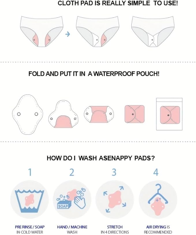 10 pcs M Size Random Prints Reusable Cloth Menstrual Pads for Women Period(10M-randomprints)