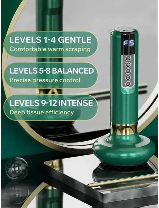 Anti Cellulite Massager Handheld Cellulite Massager 6/12 Suction Modes for Legs Belly Thighs Arms Butt (Green12 Suction Levels)