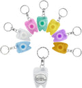 100PCS Custom Personalized Logo Dental Floss Keychain Mini Box Portable Tooth Shaped Customizable with Any Image Logo and Text for Gift Business Logo 15M Length-Random Color