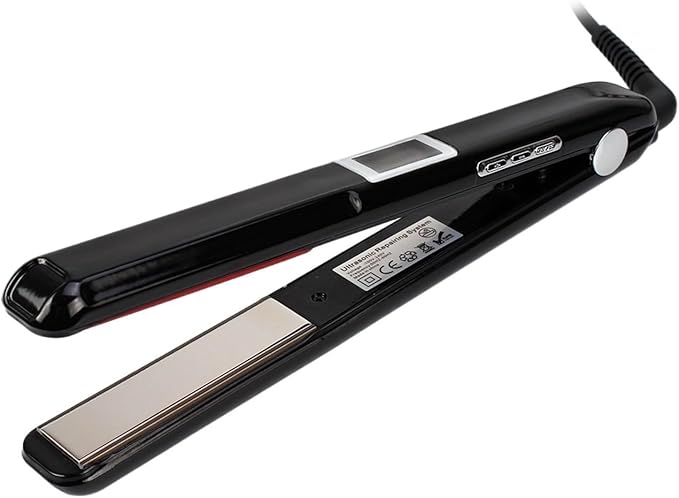 Straightening Wand Hair Flat Irons Ultrasonic Infrared Frizzy Recovers The Damaged Straightener Straightener(BlackEU)