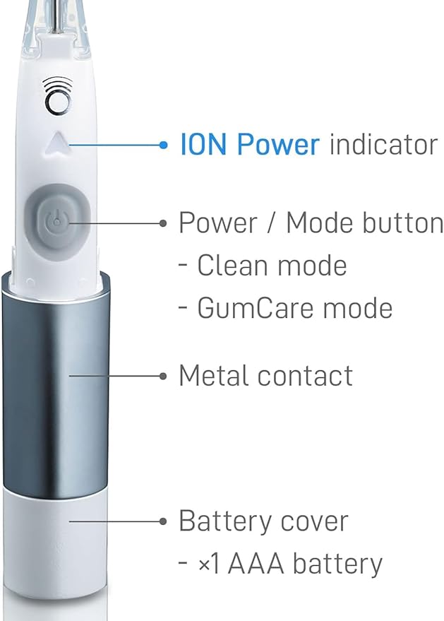 IONIC KISS IONPA DM White Compact Ionic Power Electric Toothbrush with Travel Cap Brushing Timer 2 Modes 2 Soft Extended Filament Brush Heads Made in Japan You Outdoor Camping DM-011PW